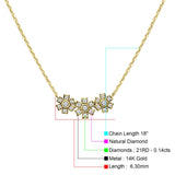 Diamant-Anhänger-Blumen-Halskette, 14 K Gold, 0,14 ct