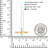 Minimaler Cluster Line Bar Diamant-Ehering 14K Gold 0,10 ct