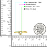 Diamant-Hufeisenring U-förmiger Statement-Ring aus 14-karätigem Gold mit 0,07 ct