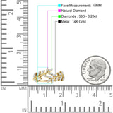 Diamond Leaf Ring Statement Band 14K Gold 0.26ct