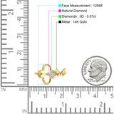 Diamond Flower & Butterfly Wrap Ring Statement 14K Gold 0.07ct