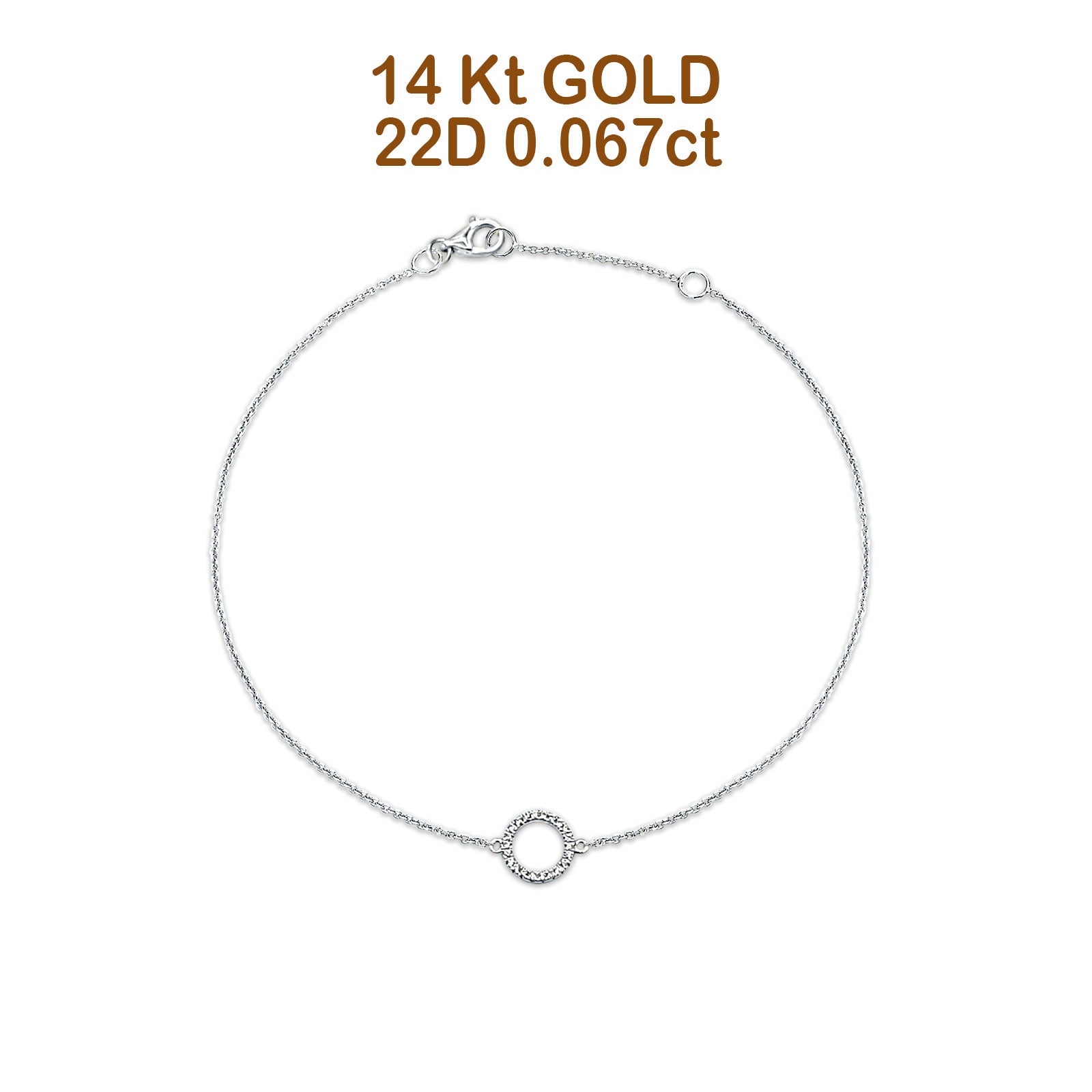 14K Gold 0.067ct Fancy Round O Bracelet Solid 8mm G SI Natural Diamond Engagement Wedding Bracelet
