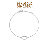 14 K Gold 0,095 ct ovales O-Armband, massiver 8 mm G SI-Naturdiamant, Verlobungs- und Hochzeitsarmbänder