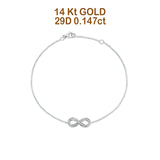 14K Gold 0.147ct Round Infinity Bracelet Solid 7mm G SI Natural Diamond Engagement Wedding Bracelets