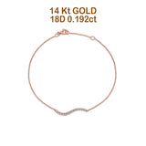 14K Gold 0,192ct Diamant Wave Bar Armband Massiv 26mm G SI Naturdiamant Verlobungs-/Hochzeitsarmbänder