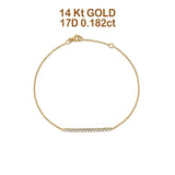 14K Gold 0.182ct Diamond Bar Bracelet Solid 26mm G SI Natural Diamond Engagement Wedding Bracelets
