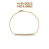 14 K Gold 0,498 ct Diamant-Bar-Armband, solide 30 mm G SI Naturdiamant-Verlobungs-/Hochzeitsarmbänder