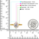 14K Gold Halo Vintage Round 6.5mm D VS1 GIA Certified 1.01ct Lab Grown CVD Diamond Engagement Wedding Ring