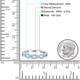 Verlobungs-/Ehering aus 14-karätigem Gold, 0,35 ct, rund, 4 mm, G SI, halbe Ewigkeit, mit Diamanten