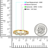 Verlobungs-/Ehering aus 14-karätigem Gold, 0,35 ct, rund, 4 mm, G SI, halbe Ewigkeit, mit Diamanten