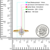 14K Gold Vintage Oval 8mmx6mm D VS2 GIA zertifiziert 1,01ct Lab Grown CVD Diamant Verlobungs-Ehering