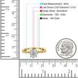 14K Gold Oval Art Deco 8mmx6mm D VS2 GIA Certified 1.01ct Lab Grown CVD Diamond Engagement Wedding Ring