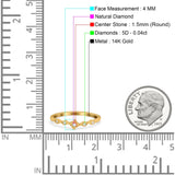 Runder Verlobungsring mit halbem Ewigkeitsring aus 14-karätigem Gold mit Diamanten, 0,04 ct