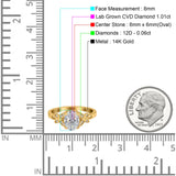 Verlobungsring aus 14 Karat Gold mit ovalem Schmetterlingsakzent, 8 mm x 6 mm, D VS2, GIA-zertifiziert, 1,01 ct, im Labor gezüchteter CVD-Diamant