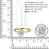 14K Gold Oval Fashion Accent 8mmx6mm D VS2 GIA Certified 1.01ct Lab Grown CVD Diamond Engagement Wedding Ring