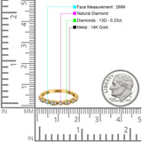 Verlobungs-/Ehering aus 14-karätigem Gold, 0,23 ct, rund, 2 mm, G SI, halbe Ewigkeit, mit Diamanten