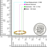 14 K Gold, 0,15 ct, rund, 2 mm G SI, halbe Ewigkeit, Art-Deco-Band, Diamant-Verlobungs-Ehering