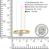 14 K Gold, Vintage-Stil, GIA-zertifiziert, oval, 8 mm x 6 mm, D VS2, 1,01 ct, im Labor gezüchteter CVD-Diamant, Verlobungs-Ehering