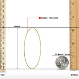 Endlose Creolen aus massivem 14-Karat-Gold, 1 mm dick (80 mm Durchmesser)