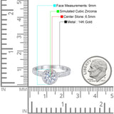 Halo-Ring in runder Form aus 14-karätigem Gold mit künstlichem Zirkonia für die Braut, Hochzeit und Verlobung