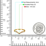14K Gold gebogener runder Ehering mit halber Ewigkeit, stapelbar, simulierter Zirkonia