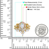 14K Gold ovaler Ehering mit Akzent, Vintage-Simulations-Zirkonia-Ehering