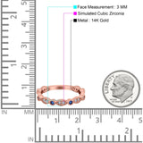 14K Gold Round Shape Art Deco Design Simulated Cubic Zirconia Half Eternity Wedding Band Ring