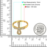 14K Gold Kreuz Ankh Eternity Verlobungsring in runder Form mit simuliertem Zirkonia