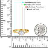 Verlobungsring aus 14-karätigem Gold mit strahlendem Schliff und künstlichem CZ