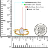 14K Gold Birnenform Art Deco Tropfen Braut Set Ring Band Verlobungsstück Simulierte CZ