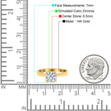 14K Gold runder Solitär-Ehering-Verlobungsring mit künstlichem Zirkonia