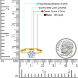 14K Gold runder Solitär-Akzent-Simulations-Zirkonia-Ehering-Verlobungsring