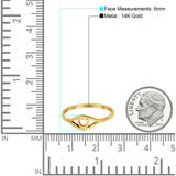 14K Gold Evil Eye Schlichter Ehe-Verlobungsring (6mm)