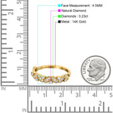 14 K Gold 0,23 ct rund 4,5 mm G SI Art Deco Halb-Ewigkeits-Diamant-Band-Verlobungs-Ehering