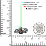 Zweiteiliger Birnentropfen-Brautring aus natürlichem Schokoladen-Rauchquarz aus 925er Sterlingsilber