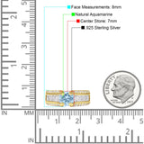 Runder Verlobungsring im Vintage-Stil mit natürlichem Aquamarin aus 925er Sterlingsilber