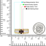 Runder Verlobungsring im Vintage-Stil, natürlicher Schokoladenrauchquarz aus 925er Sterlingsilber