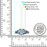 Runder Verlobungsring mit geteiltem Schaft, natürlicher Aquamarin aus 925er Sterlingsilber