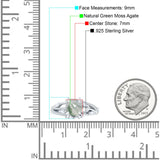 Runder Verlobungsring mit geteiltem Schaft, natürlicher grüner Moosachat aus 925er Sterlingsilber