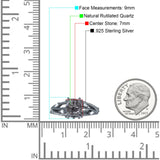 Runder Verlobungsring mit geteiltem Schaft aus natürlichem Rutilquarz aus 925er Sterlingsilber