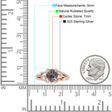 Runder Verlobungsring mit geteiltem Schaft aus natürlichem Rutilquarz aus 925er Sterlingsilber