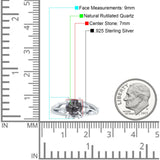 Runder Verlobungsring mit geteiltem Schaft aus natürlichem Rutilquarz aus 925er Sterlingsilber