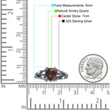 Runder Verlobungsring mit geteiltem Schaft, natürlicher Schokoladenrauchquarz aus 925er Sterlingsilber