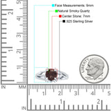 Runder Verlobungsring mit geteiltem Schaft, natürlicher Schokoladenrauchquarz aus 925er Sterlingsilber