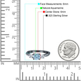 Ring mit drei runden natürlichen Aquamarinsteinen aus 925er Sterlingsilber