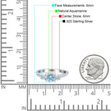 Ring mit drei runden natürlichen Aquamarinsteinen aus 925er Sterlingsilber