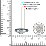 Ring mit drei runden natürlichen grünen Moosachatsteinen aus 925er Sterlingsilber