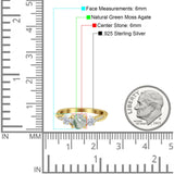 Ring mit drei runden natürlichen grünen Moosachatsteinen aus 925er Sterlingsilber