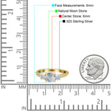 Ring mit drei runden natürlichen Mondsteinen aus 925er Sterlingsilber