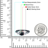 Ring mit drei runden natürlichen schwarzen Onyxsteinen aus 925er Sterlingsilber